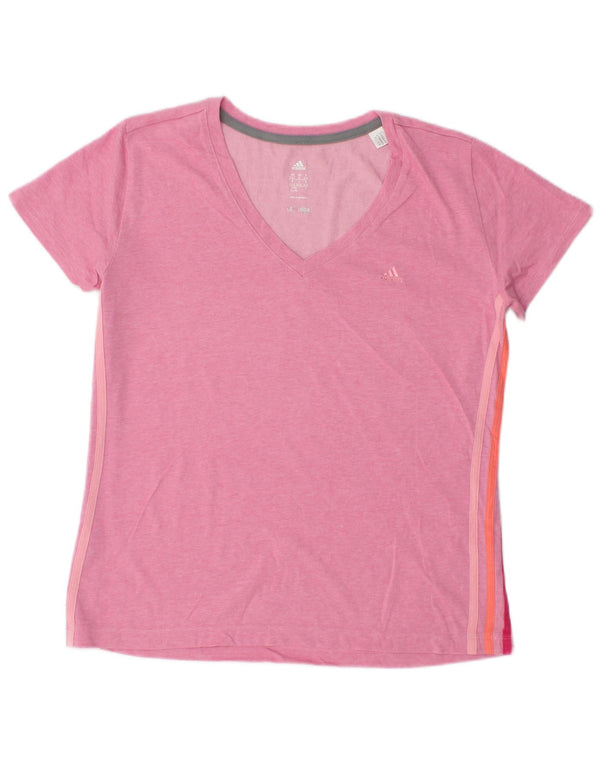 Adidas Γυναικείο T-Shirt Climalite Top UK 20/22 XL Ροζ βαμβακερό