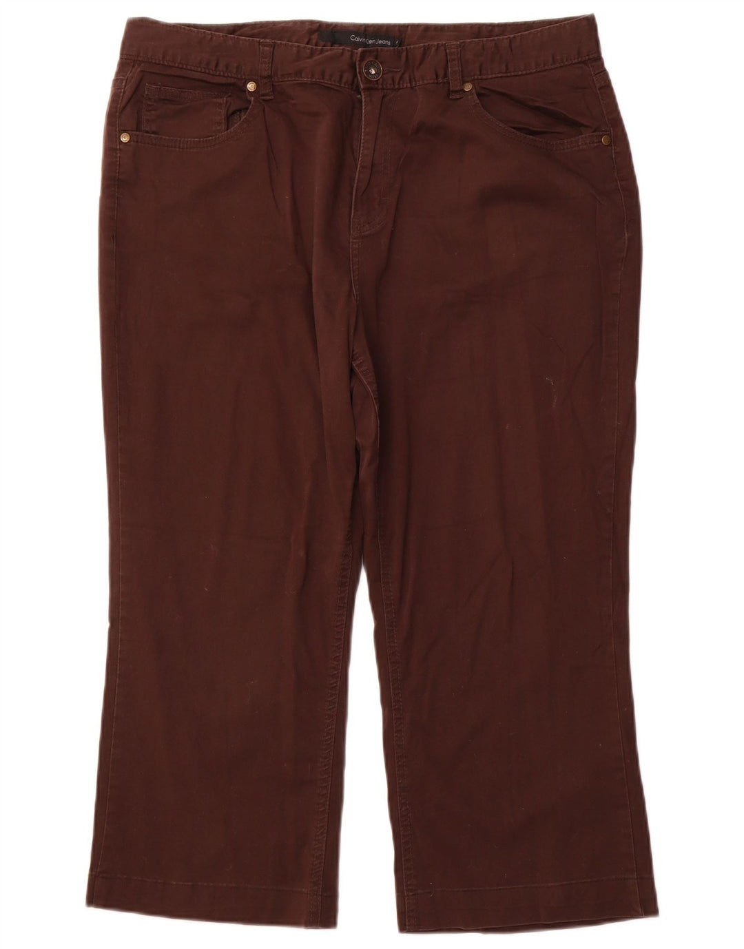 CALVIN KLEIN Γυναικείο ίσιο παντελόνι Capri US 16 2XL W36 L22 Καφέ βαμβακερό