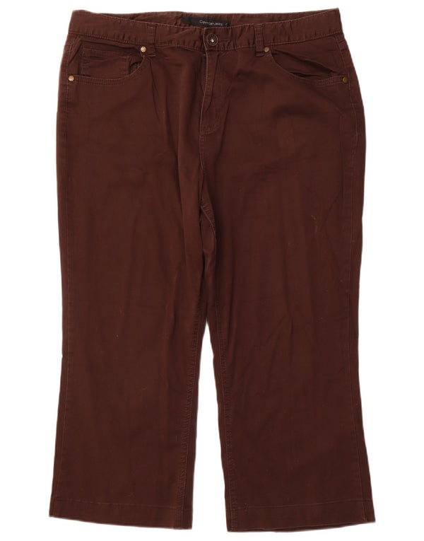 CALVIN KLEIN Γυναικείο ίσιο παντελόνι Capri US 16 2XL W36 L22 Καφέ βαμβακερό