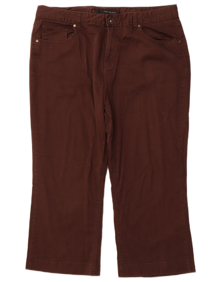 CALVIN KLEIN Γυναικείο ίσιο παντελόνι Capri US 16 2XL W36 L22 Καφέ βαμβακερό