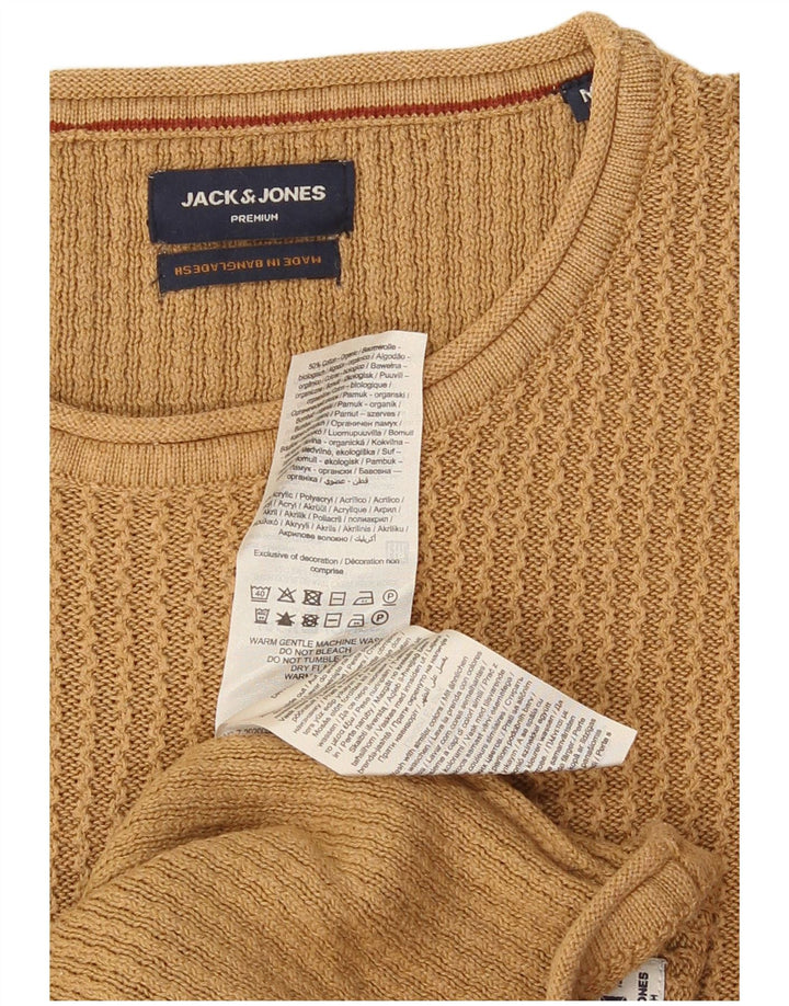 Jack & Jones Ανδρικό πουλόβερ με λαιμόκοψη, μεσαίο μπεζ βαμβακερό