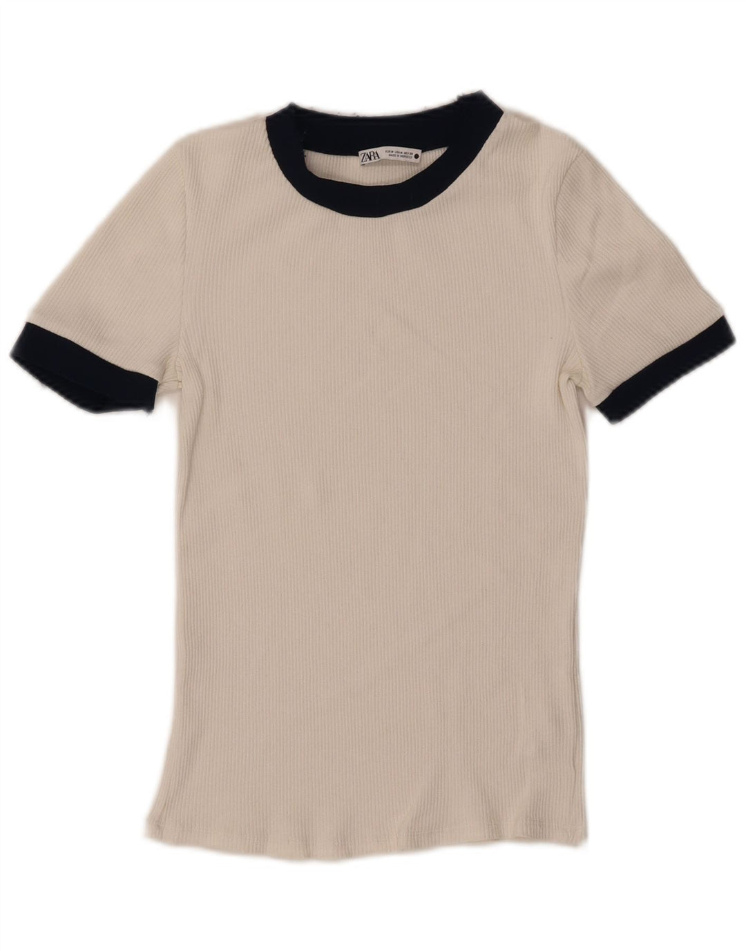 Zara Γυναικείο T-Shirt Top UK 12 Medium White Colourblock Polyester