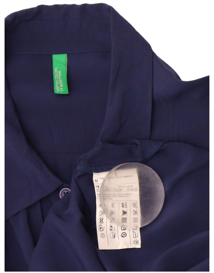 BENETTON Γυναικείο πουκάμισο UK 12 Medium Navy Blue Viscose