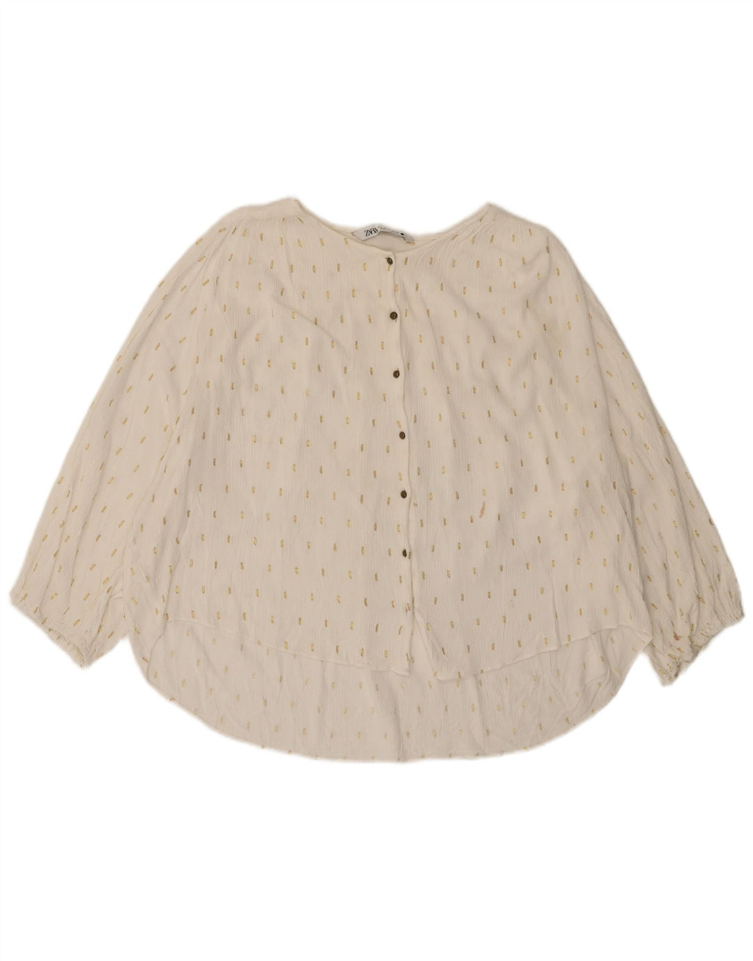 Zara γυναικείο πουκάμισο με μανίκια 3/4 μπλούζα μεγάλου μεγέθους UK 14 Μεγάλο υπόλευκο στίγμα