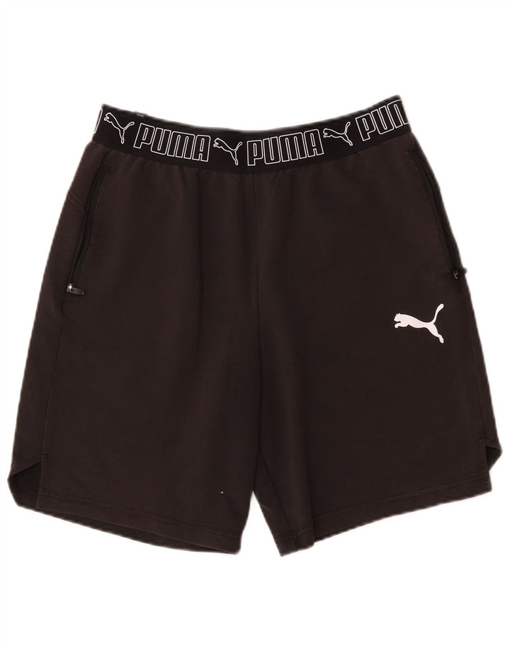 Ανδρικό γραφικό αθλητικό σορτς Puma μεσαίο μαύρο βαμβακερό