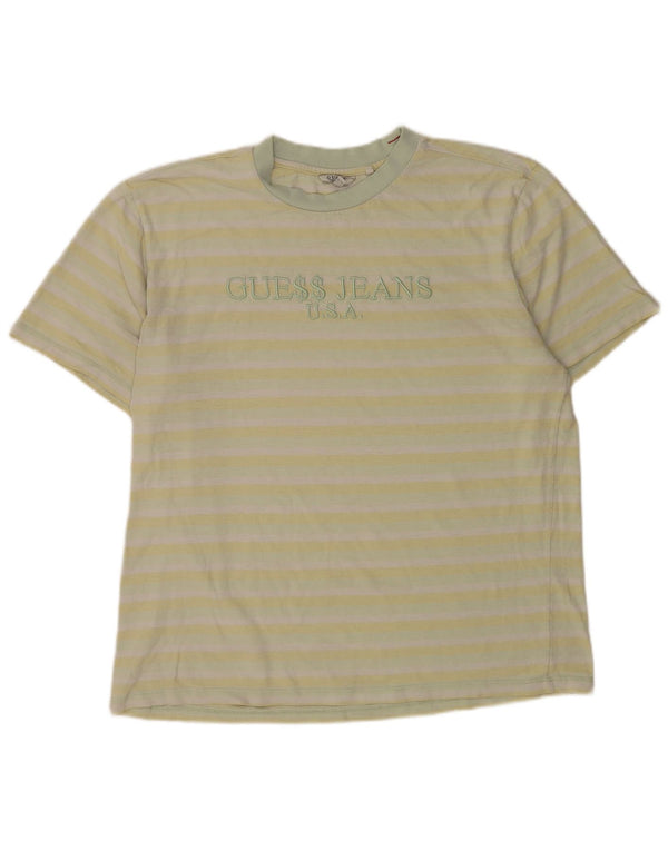 Ανδρικό γραφικό μπλουζάκι Guess Top μεγάλο κίτρινο ριγέ