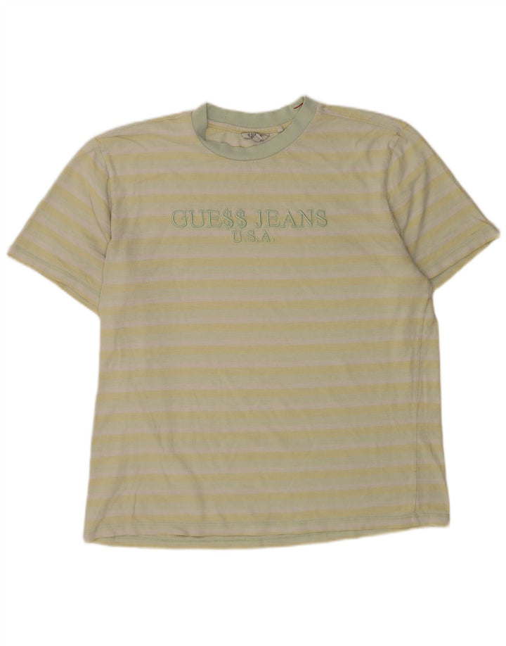 Ανδρικό γραφικό μπλουζάκι Guess Top μεγάλο κίτρινο ριγέ