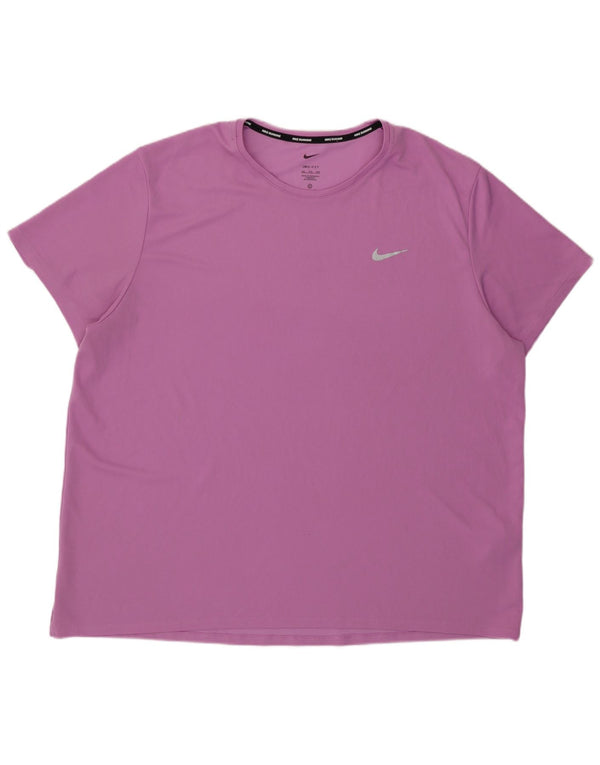 Nike Womens Dri Fit T-Shirt Top UK 20 2XL Purple Polyester