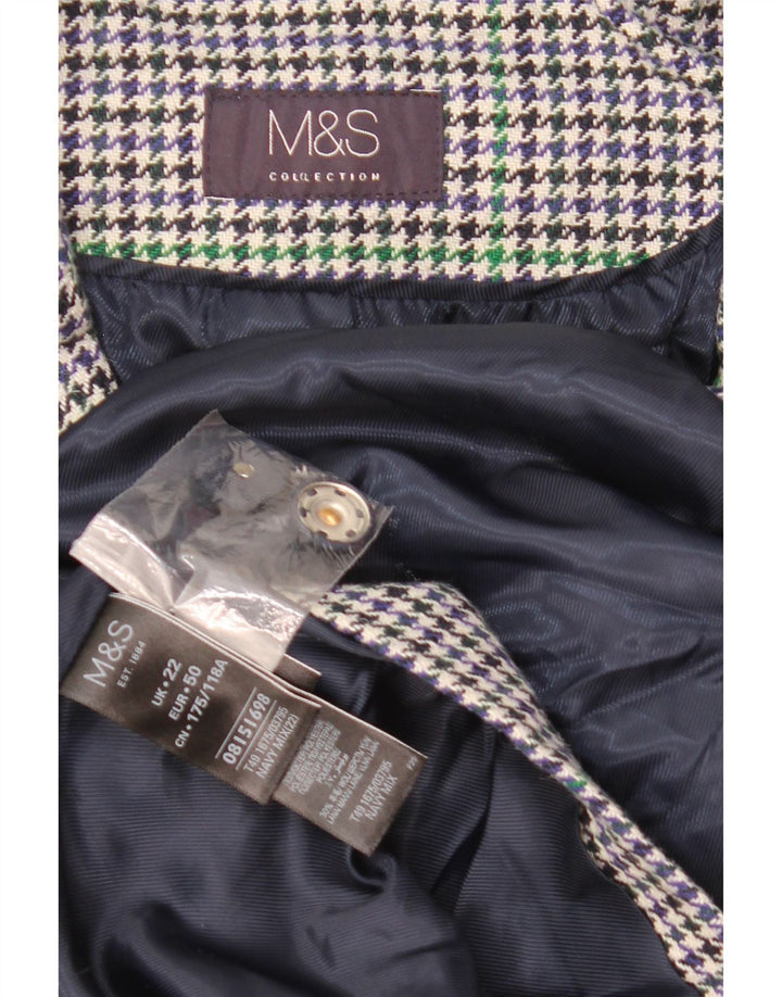Marks & Spencer Γυναικείο Πανωφόρι UK 22 3XL Navy Blue Houndstooth Πολυεστέρας