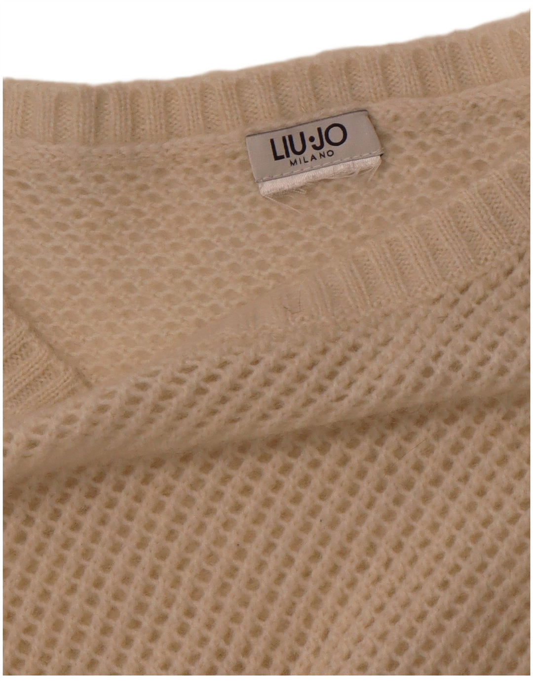 LIU JO Γυναικείο Crop Crochet Boat Neck Jumper UK 12 Medium White