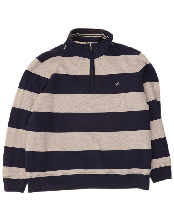 Ανδρικό φούτερ με φερμουάρ Crew Clothing, Jumper 2XL Navy Blue ριγέ βαμβακερό