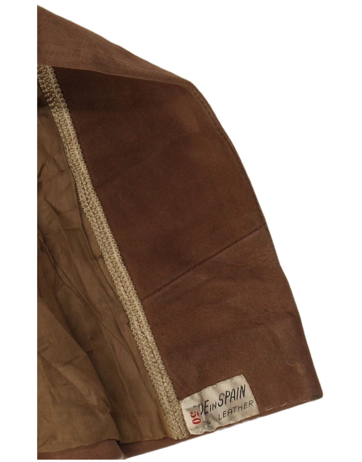 VINTAGE Γυναικείο Suede Παλτό EU 50 3XL Καφέ Δέρμα
