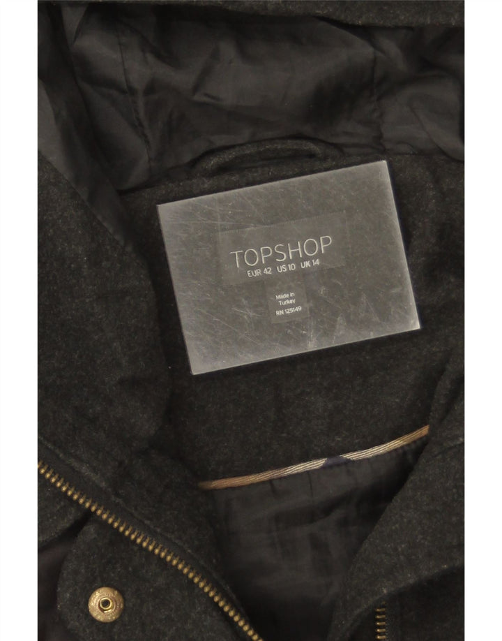 Topshop Γυναικείο Καπιτονέ μπουφάν με κουκούλα UK 14 μεγάλο μαύρο πολυεστέρα