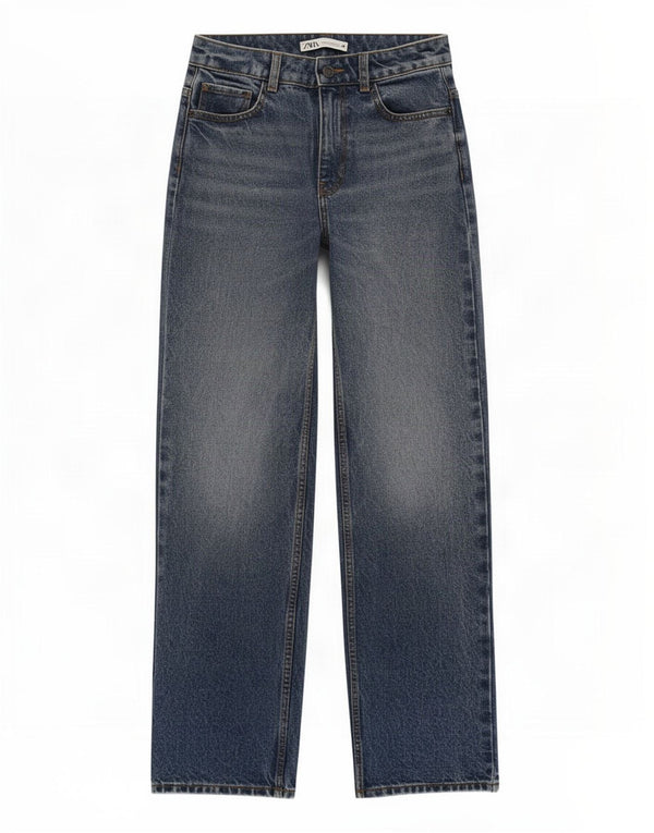 Zara Γυναικείο Straight Jeans EU 34 2XS W24 L30 Μπλε βαμβακερό