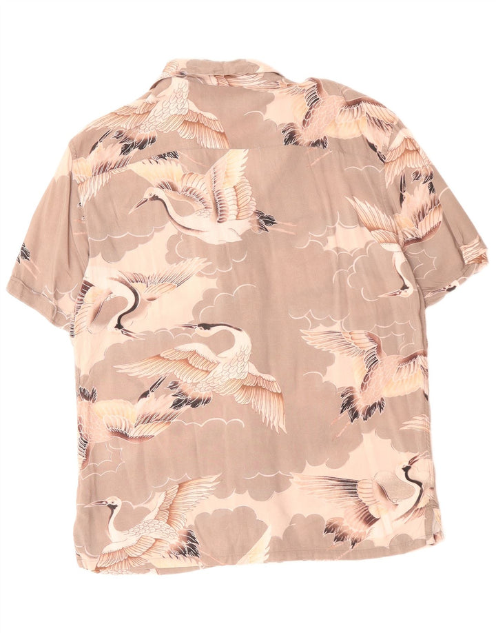 Ανδρικό κοντομάνικο πουκάμισο All Saints με μεσαίο γκρι Animal print Viscose Bird
