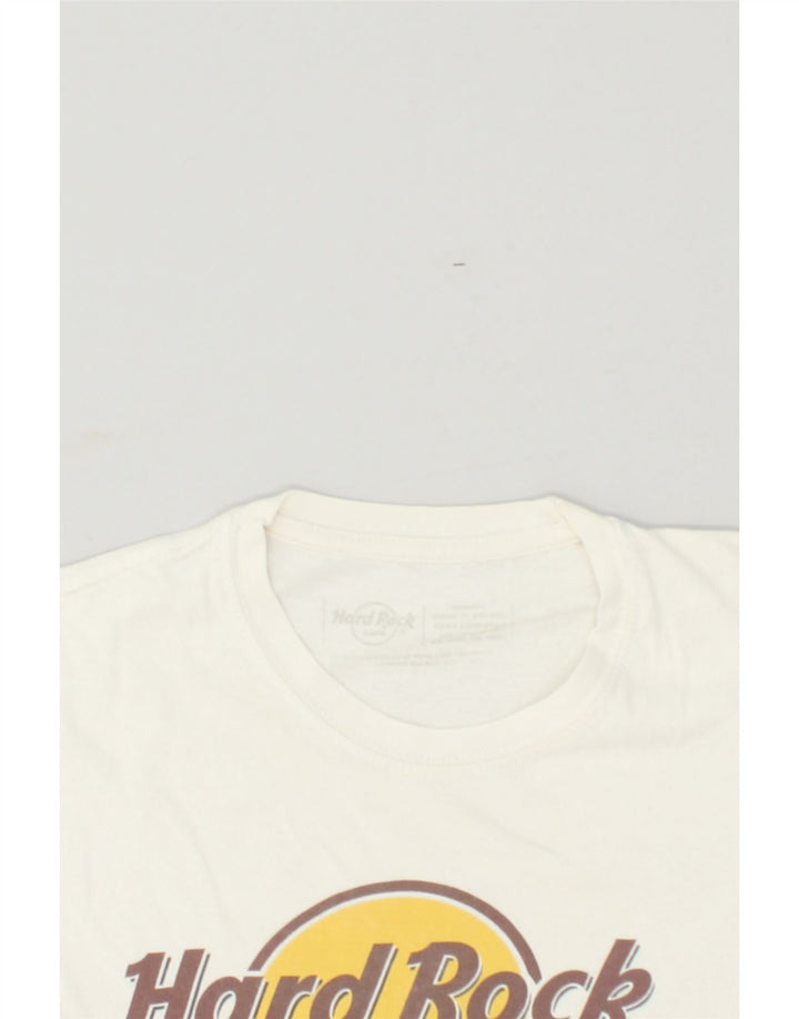 HARD ROCK CAFE Womens Barcelona Graphic T-Shirt Top UK 6 XS Off White | Vintage Hard Rock Cafe | Thrift | Second-Hand Hard Rock Cafe | Used Clothing | Messina Hembry 