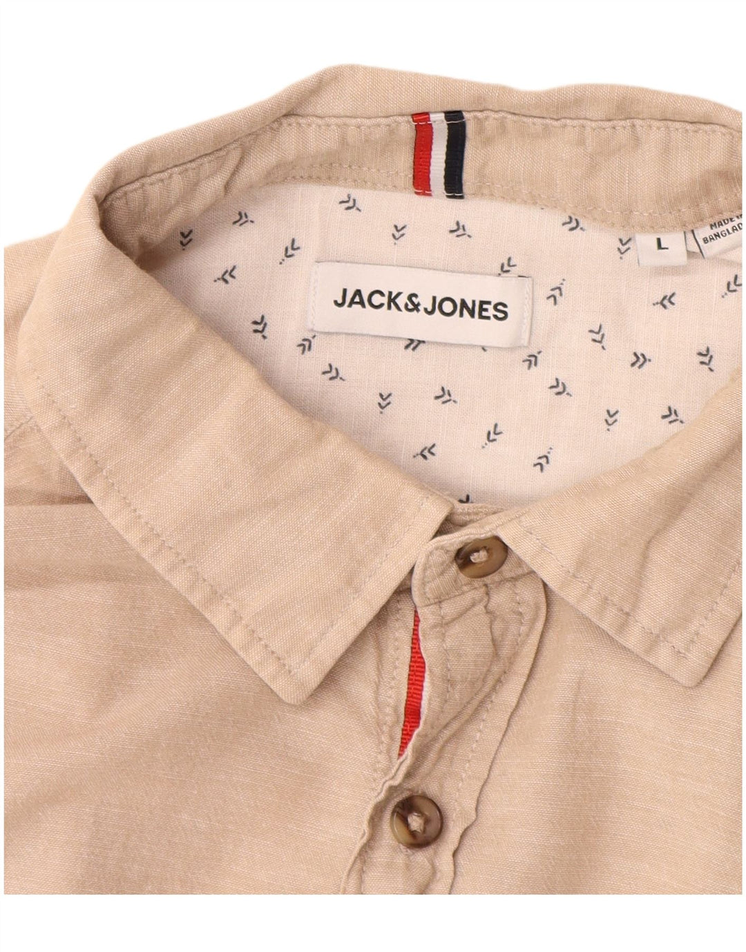 Ανδρικό πουκάμισο Jack & Jones, μεγάλο μπεζ βαμβακερό