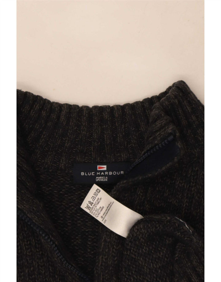 Ανδρικό πουλόβερ Marks & Spencer Blue Harbor με φερμουάρ, μεσαίο γκρι μεταξωτό