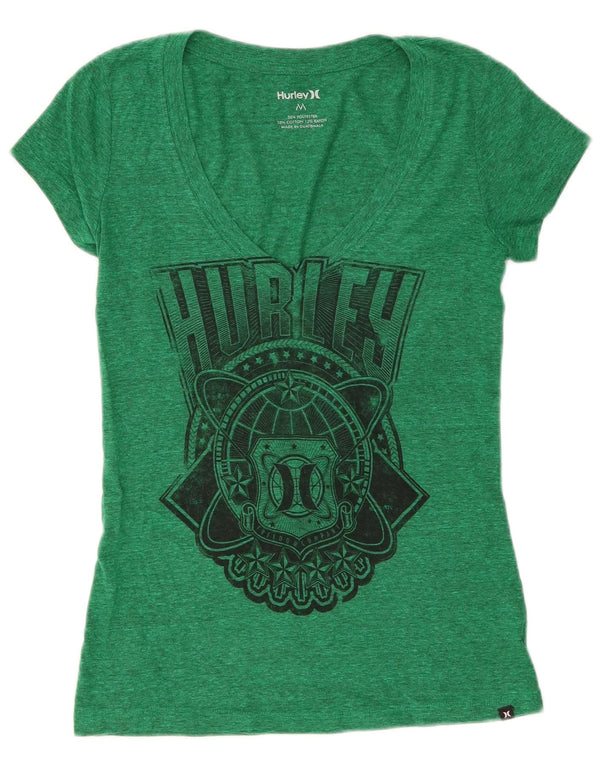 Γυναικείο γραφικό μπλουζάκι Hurley Top UK 12 Μεσαίου πράσινου πολυεστέρα