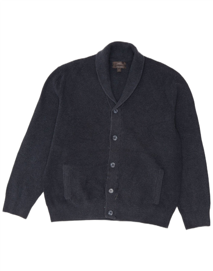 Ανδρικό πουλόβερ ζακέτα Marks & Spencer 2XL Navy Blue Polyester