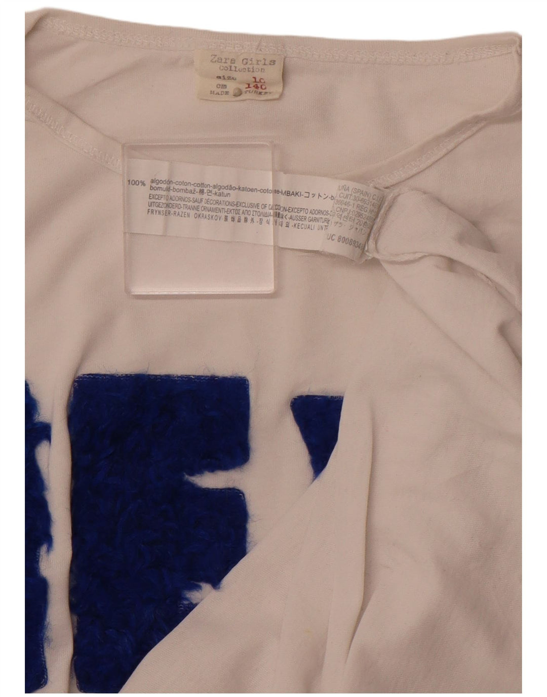 ZARA Girls Graphic Top Μακρυμάνικο 9-10 ετών Λευκό Βαμβακερό