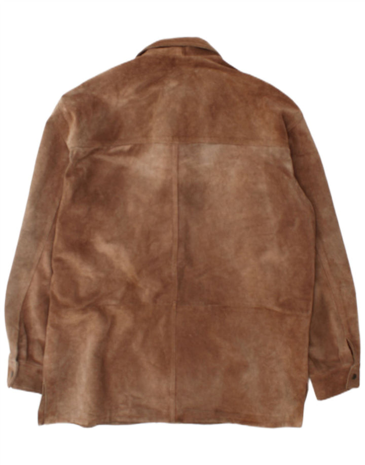 Vintage Ανδρικό πουκάμισο Suede πουκάμισο IT 52 Μεγάλο Καφέ Δερμάτινο