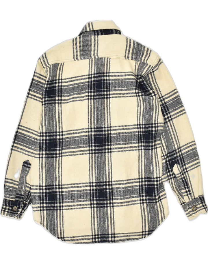 ENERGIE Mens Flannel Shirt Small Beige Check Cotton Vintage Energie and Second-Hand Energie from Messina Hembry 