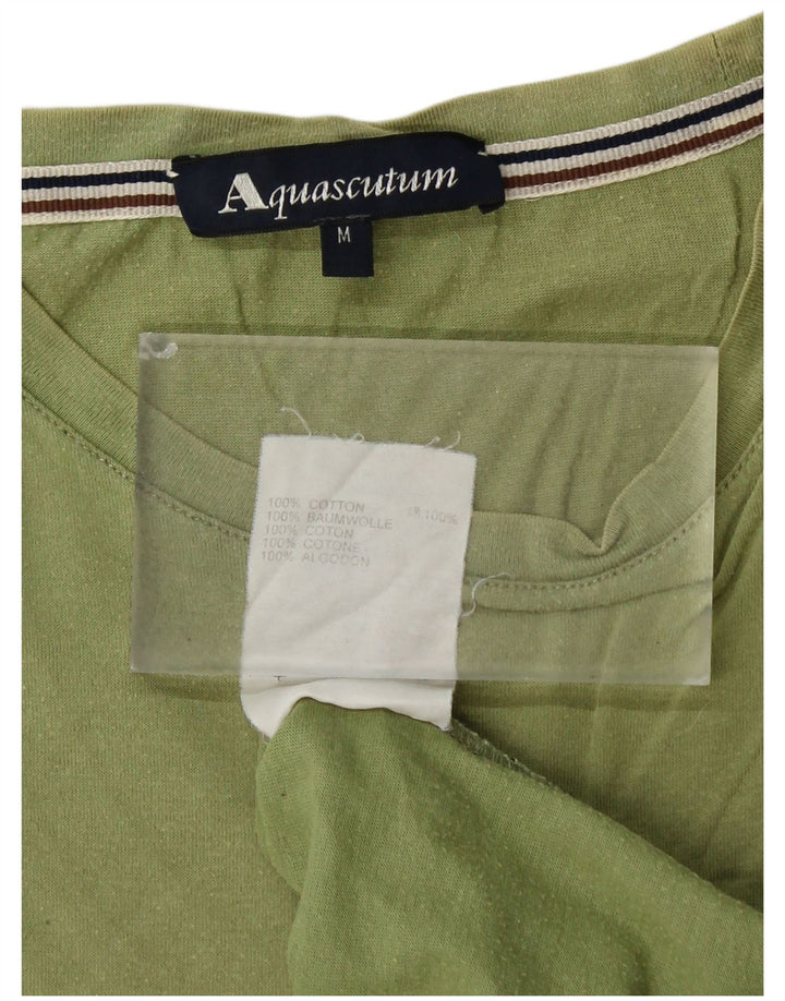 AQUASCUTUM Γυναικείο T-Shirt Top UK 14 Μεσαίο πράσινο βαμβακερό