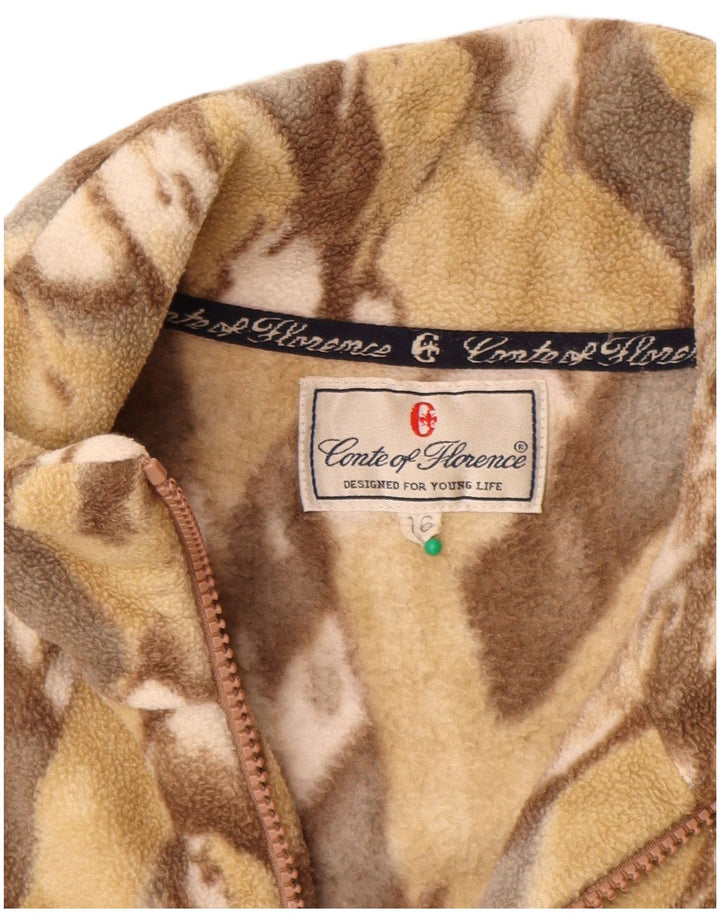 CONTE OF FLORENCE Γυναικείο Fleece Jacket UK 16 Large Beige Argyle/Diamond