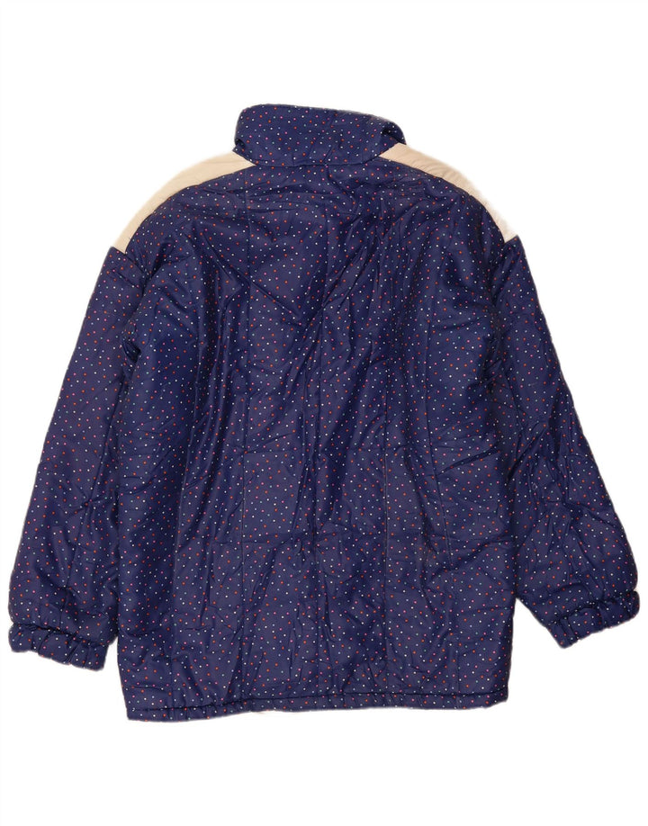Vintage γυναικείο μπουφάν με επένδυση IT 48 XL Navy Blue Spotted