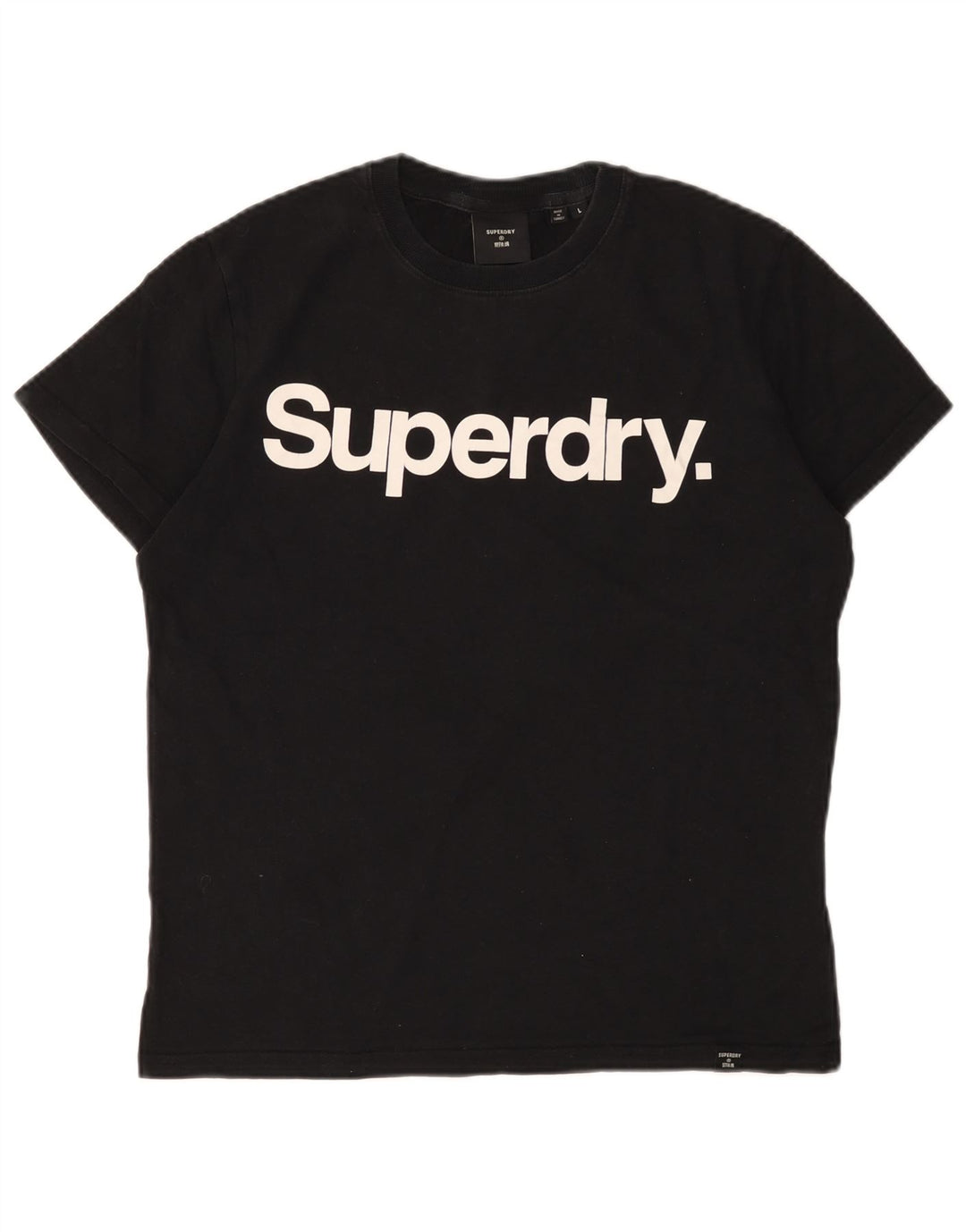 Γυναικείο γραφικό μπλουζάκι SUPERDRY Top UK 16 μεγάλο μαύρο βαμβακερό