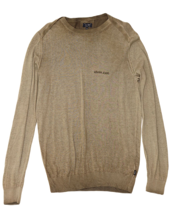 ARMANI JEANS Ανδρικό πουλόβερ με λαιμόκαυστο 2XL Χακί βαμβακερό