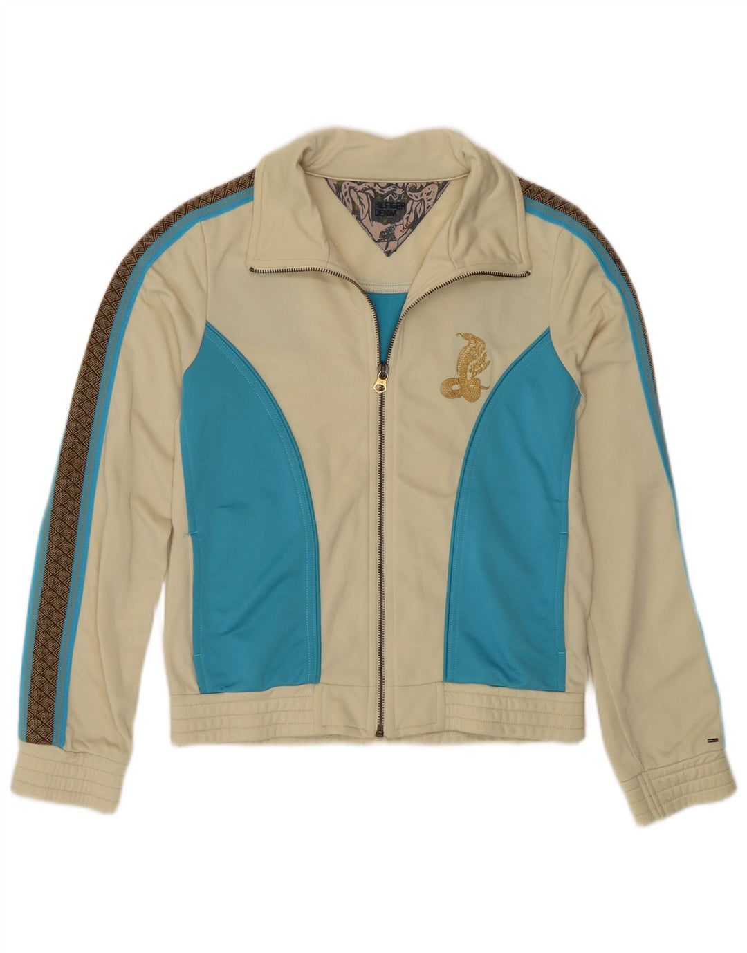 Γυναικεία αθλητική φόρμα TOMMY HILFIGER Top Jacket UK 10 Small Beige Colourblock