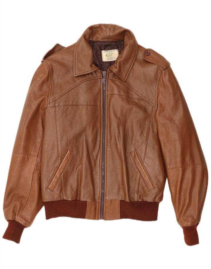 VINTAGE Ανδρικό δερμάτινο μπουφάν UK 40 Large Brown Δερμάτινο