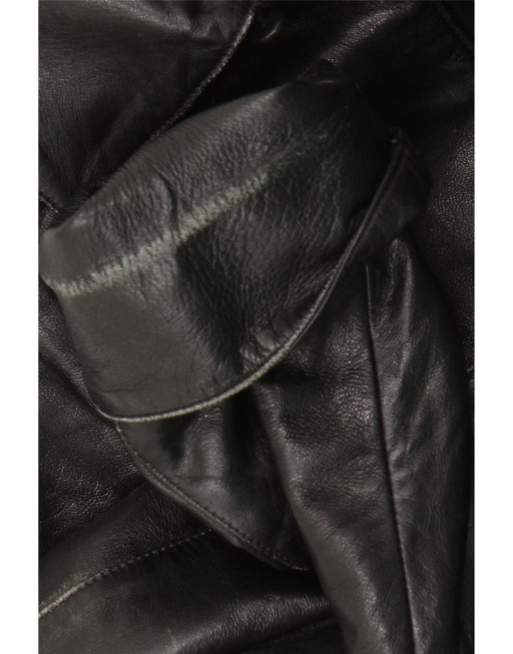 Vintage Γυναικείο Δερμάτινο Παλτό IT 42 Medium Black Leather