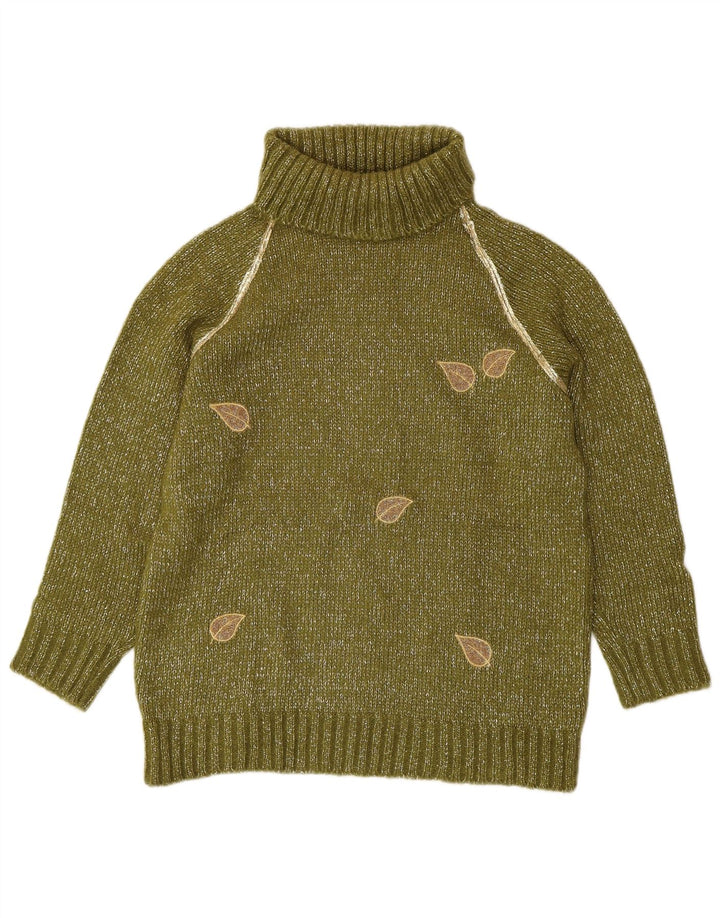 VINTAGE Γυναικείο πουλόβερ με ρολό λαιμόκοψη UK 16 Ακρυλικό με μεγάλες πράσινες ίνες