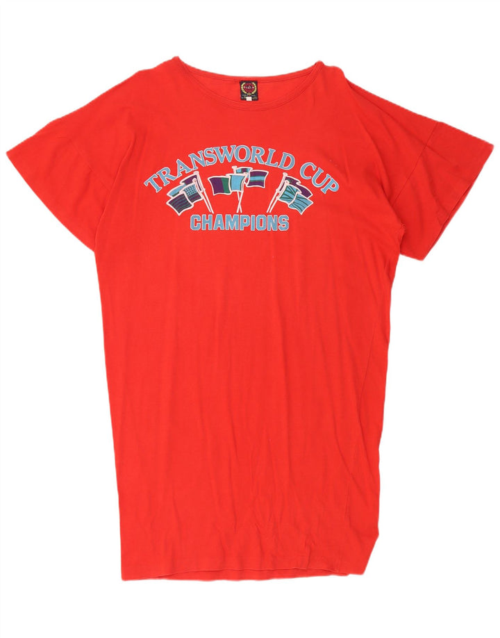 Vintage γυναικείο υπερμεγέθη γραφικό μπλουζάκι IT 42 μεσαίο κόκκινο βαμβακερό