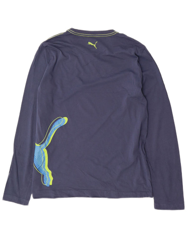 Puma Mens Graphic T-Shirt Long Sleeve Large Navy Blue Cotton