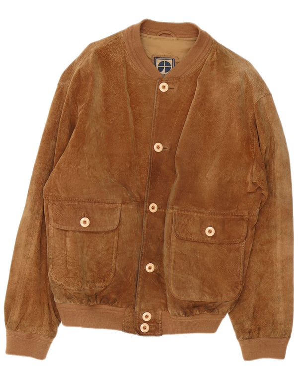 Essebi Ανδρικό Suede Bomber Jacket IT 54 2XL Καφέ Δερμάτινο