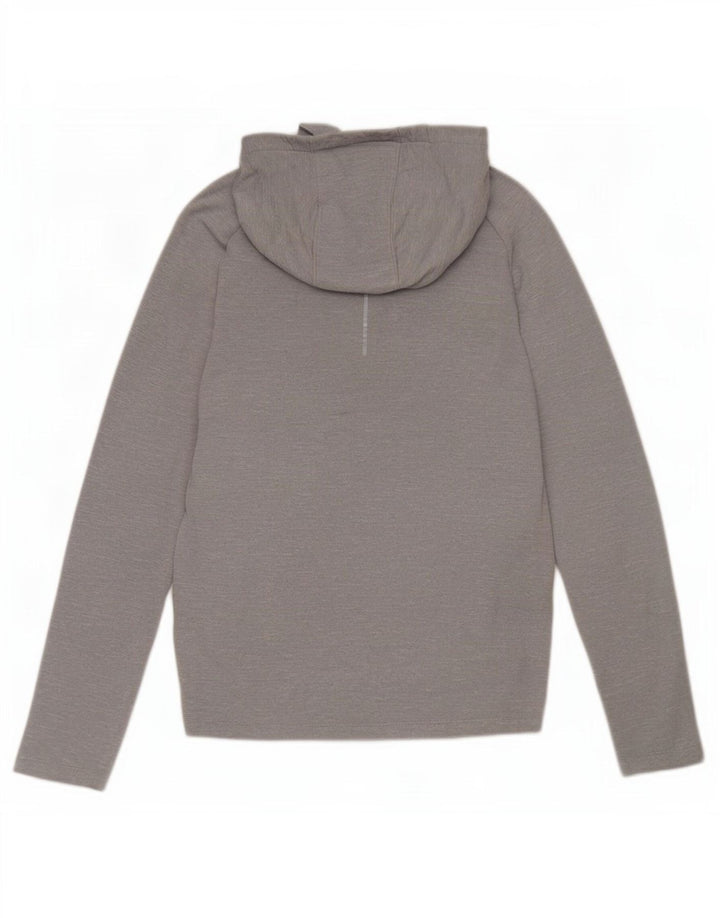 Ανδρική κουκούλα Nike Dri Fit με μακρυμάνικο μεσαίο γκρι πολυεστέρας