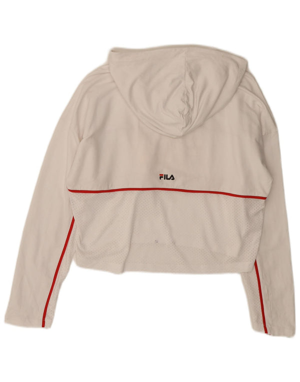 Fila Womens Oversized Graphic Crop Hoodie Jumper UK 6 XS White