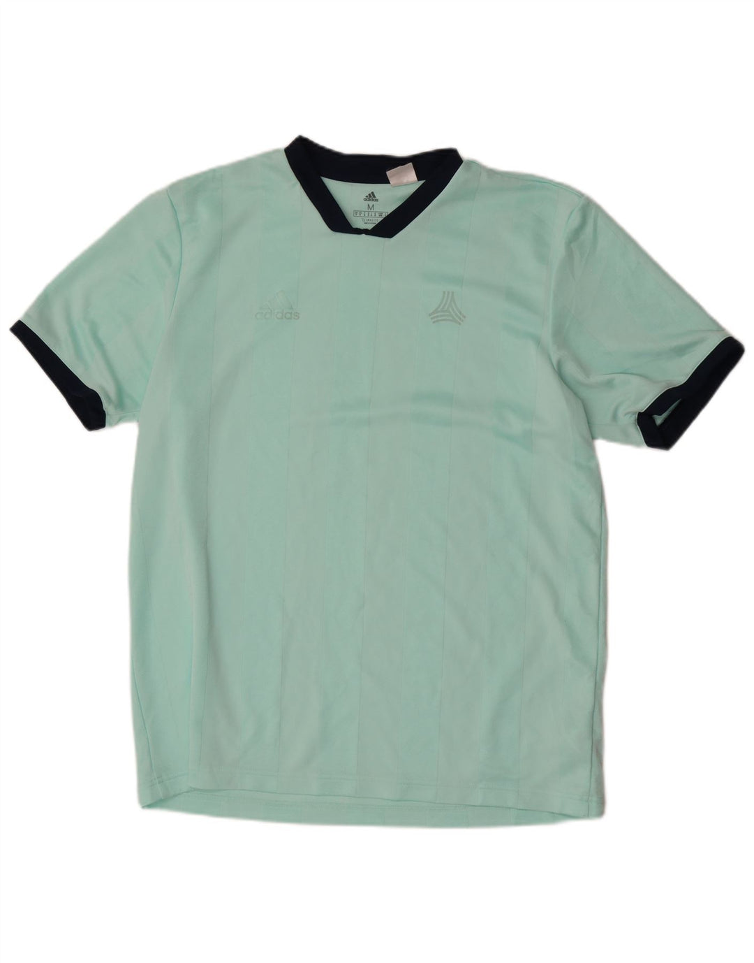 Ανδρικό T-Shirt Climalite Adidas Top μεσαίο τιρκουάζ ριγέ πολυεστέρα