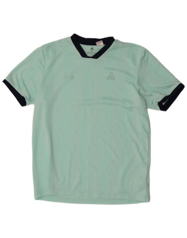 Ανδρικό T-Shirt Climalite Adidas Top μεσαίο τιρκουάζ ριγέ πολυεστέρα