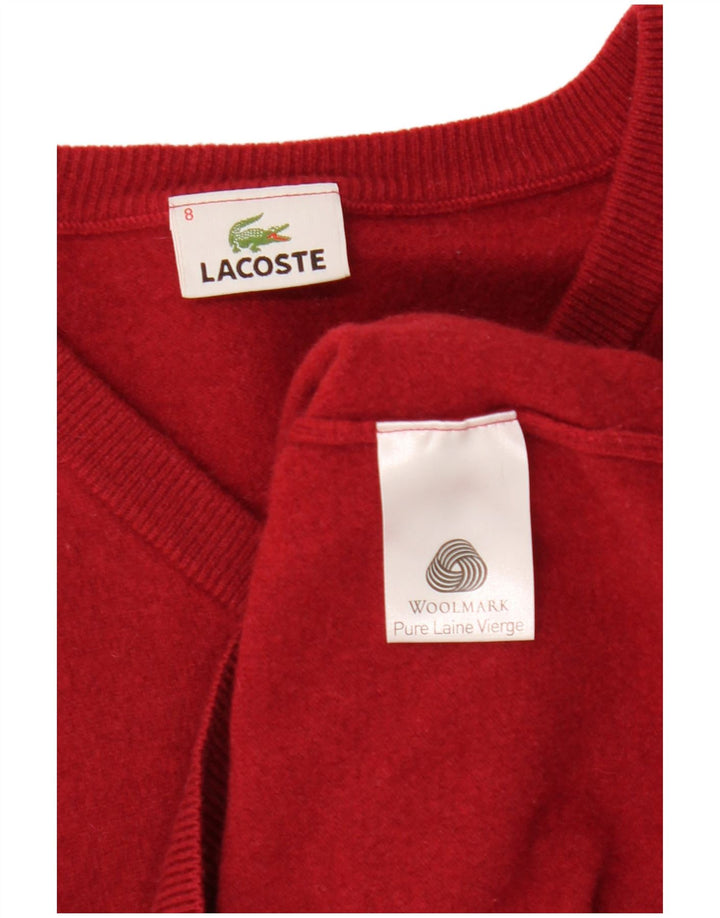 LACOSTE Ανδρικό πουλόβερ με λαιμόκοψη με λαιμόκοψη, μέγεθος 8 3XL κόκκινο μαλλί