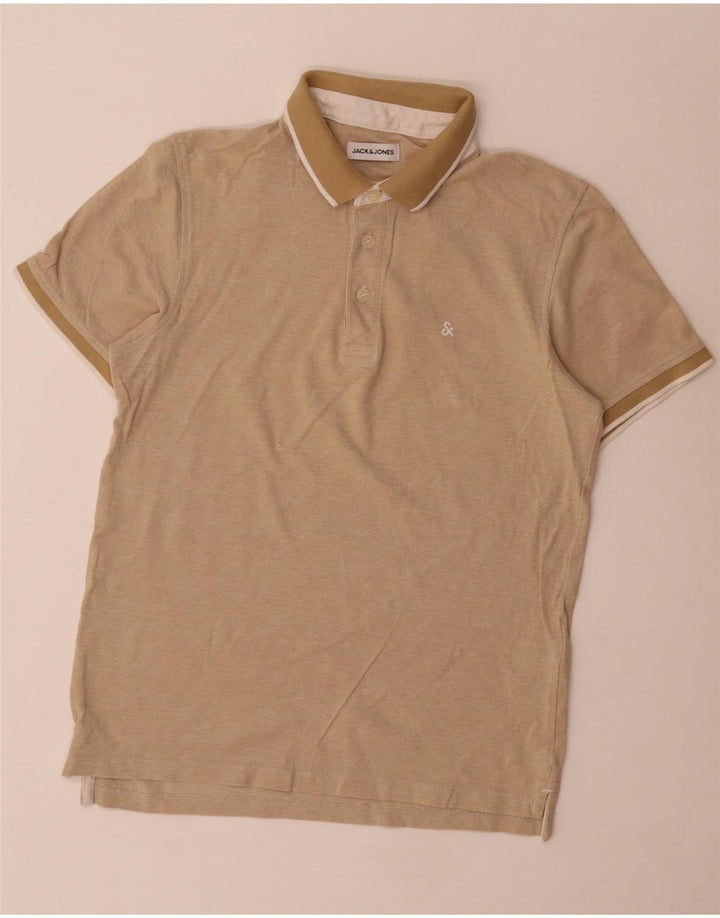 Ανδρικό μπλουζάκι πόλο Jack & Jones, μικρό μπεζ βαμβακερό