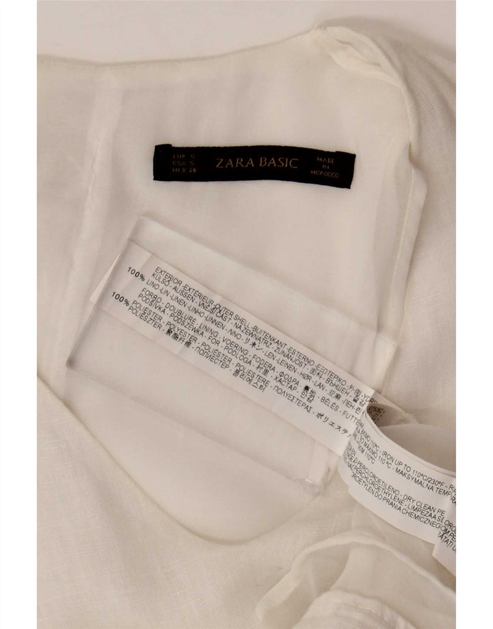 Zara Γυναικείο Αμάνικο Φόρεμα Shift UK 10 Small White Len