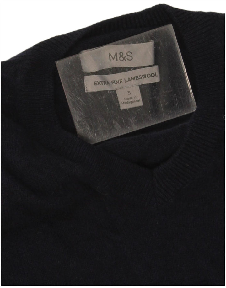 Marks & Spencer Ανδρικό πουλόβερ με λαιμόκοψη με V λαιμόκοψη Μικρό Μαλλί Navy Blue