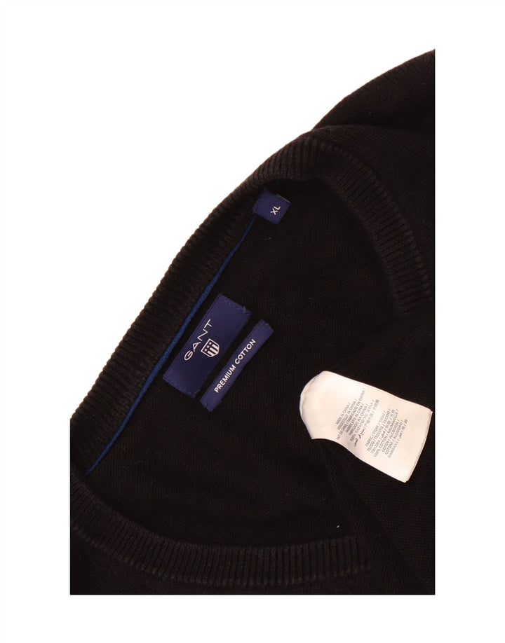 Ανδρικό πουλόβερ Gant με V λαιμόκοψη XL Μαύρο βαμβακερό