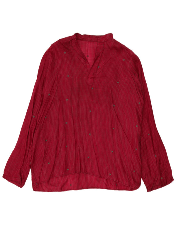 Vintage γυναικείο μακρυμάνικο πουκάμισο μπλούζα UK 22 3XL μπορντό