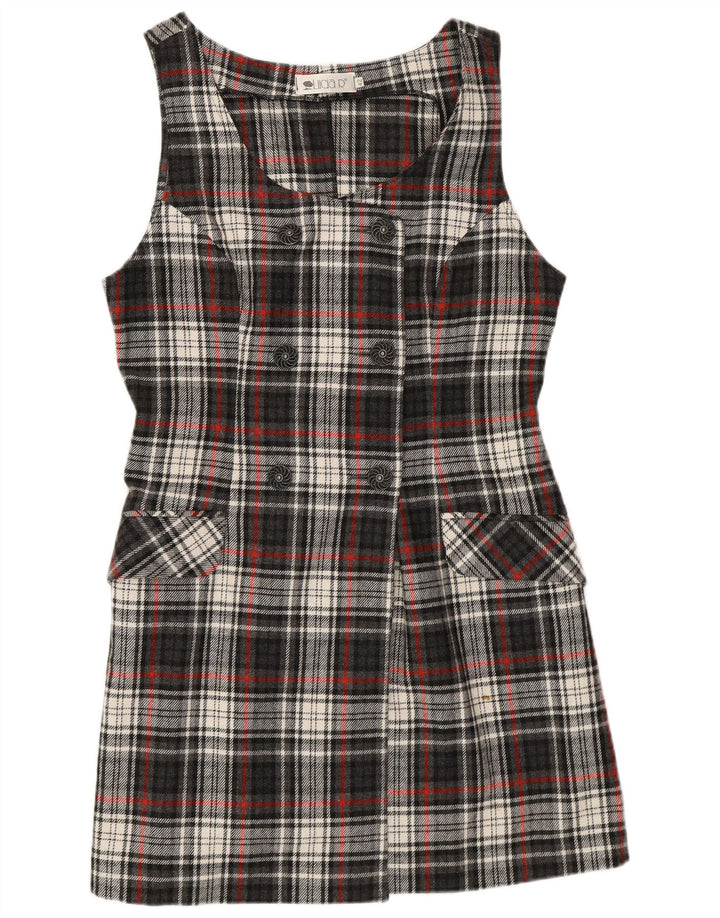 Vintage γυναικείο φόρεμα με κανονική εφαρμογή Pinafore IT 42 Μεσαίο γκρι καρό ρετρό